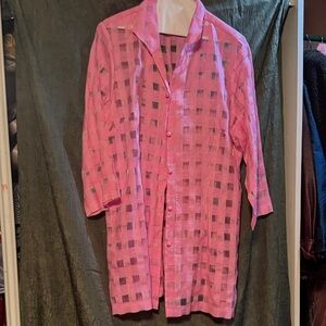 Elegant Pink Sheer Button Down Shirt
